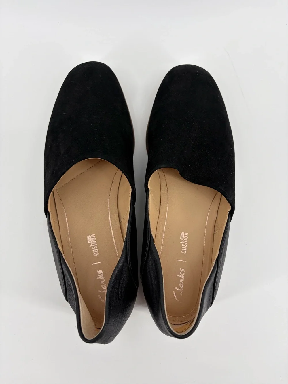 Clarks‎ Cushion Plus Loafers Womens Black Leather Slip On Shoes Size 7